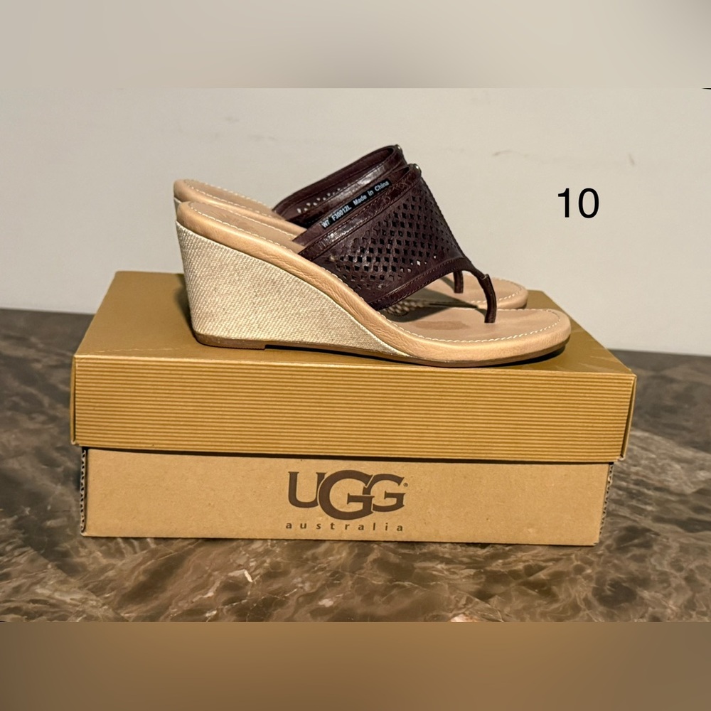 UGG Australia Solena Dark Brown Wedged Sandals. In Original Packaging.